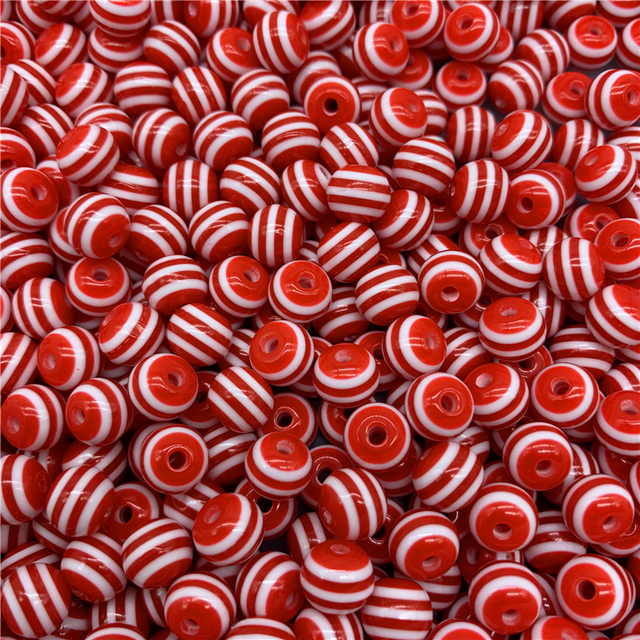 8mm 10mm Resin Spacer Beads Round Beads Stripe Spacer Beads For Jewelry Making DIY Bracelet Necklace Accessories