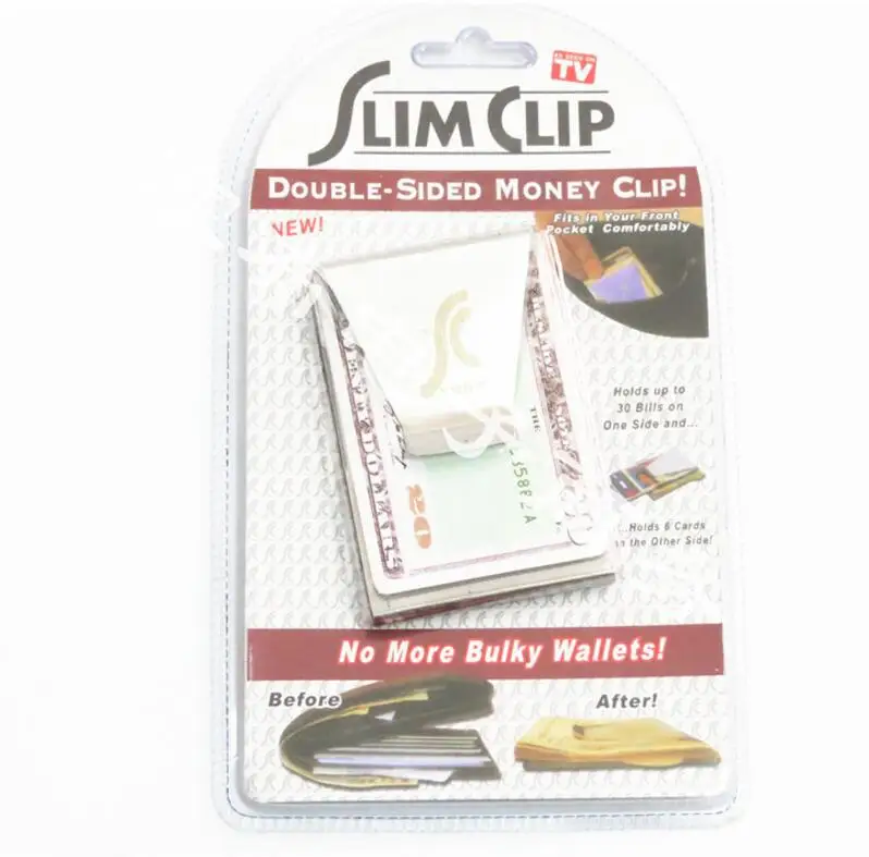 Wholesale 200pcs/lot double side stainless steel .Metallic Money clips Organizer Blister Retail Packing | Дом и сад