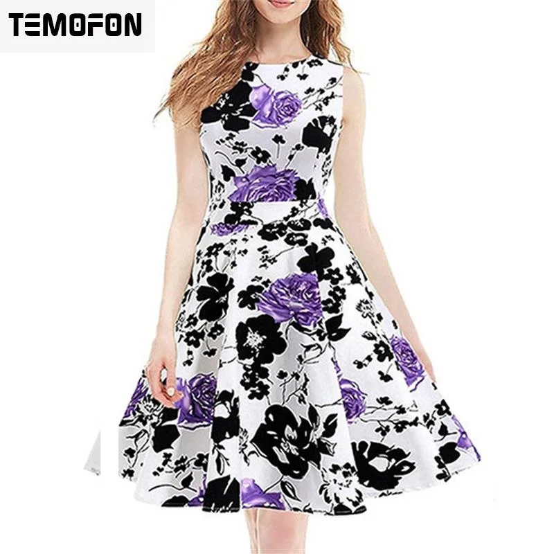 Hot Sale Women Fashion Vintage Floral Printed Mini Dress Sleeveless Summer Casual Ladies Short Party ZLD07 | Женская одежда