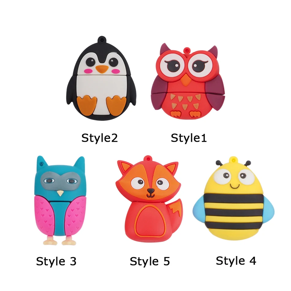 

100% real capacity Cartoon fox bee penguin Usb Flash Drive Pendrives 4g 8g 16g 32g Pen Drive U Disk Flash Card Memory stick gift