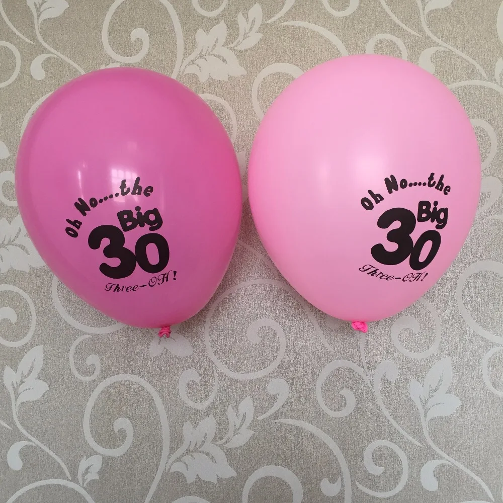 12ct Hot Pink Fuchsia 30 Latex Balloons Female Mother Happy Age 30th Birthday Party Decoration Supplies Supplies Party Aliexpress