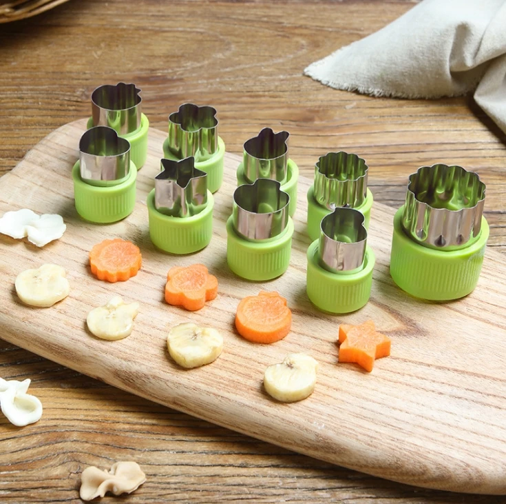 

9 PCS cookie stamp set cookie press moulds multifunctional cutter stainless steel fruit vegetable biscuit pastry mould bake tool