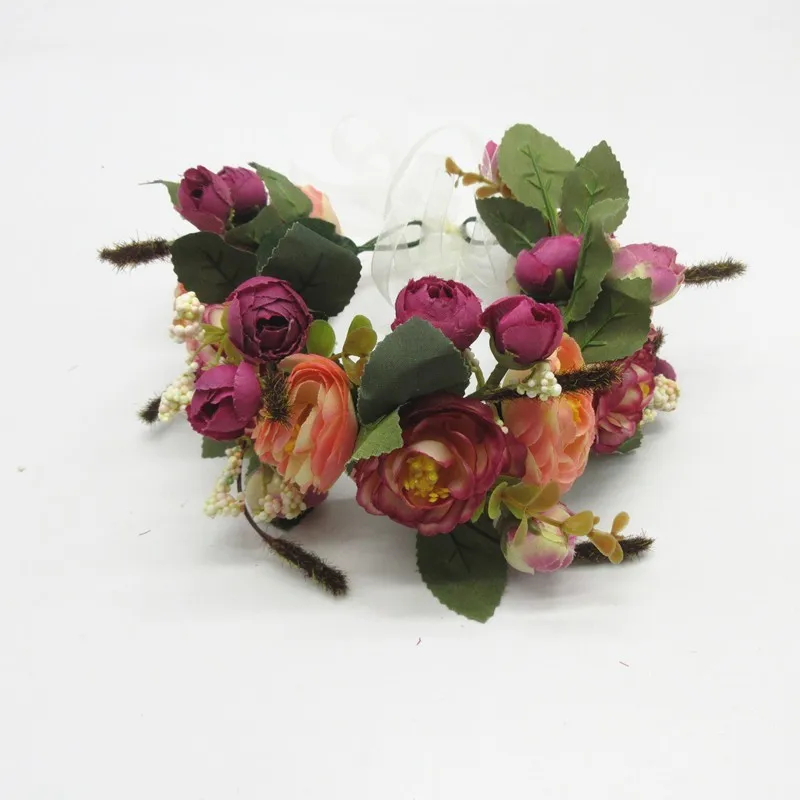 Женский цветочный ободок с розами венок для детской вечеринки цветочные гирлянды лента Регулируемая Цветочная свадебная корона аксессуары для волос