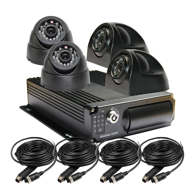 Free Shipping 4CH Car Side Dome Camera Vehicle Mobile DVR Kit H.264