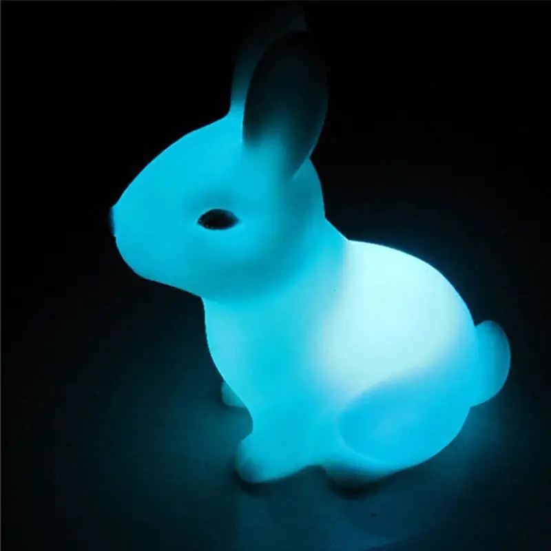 7 Colourful Cute Rabbit Shape LED Night Light Decoration Table Lamp
