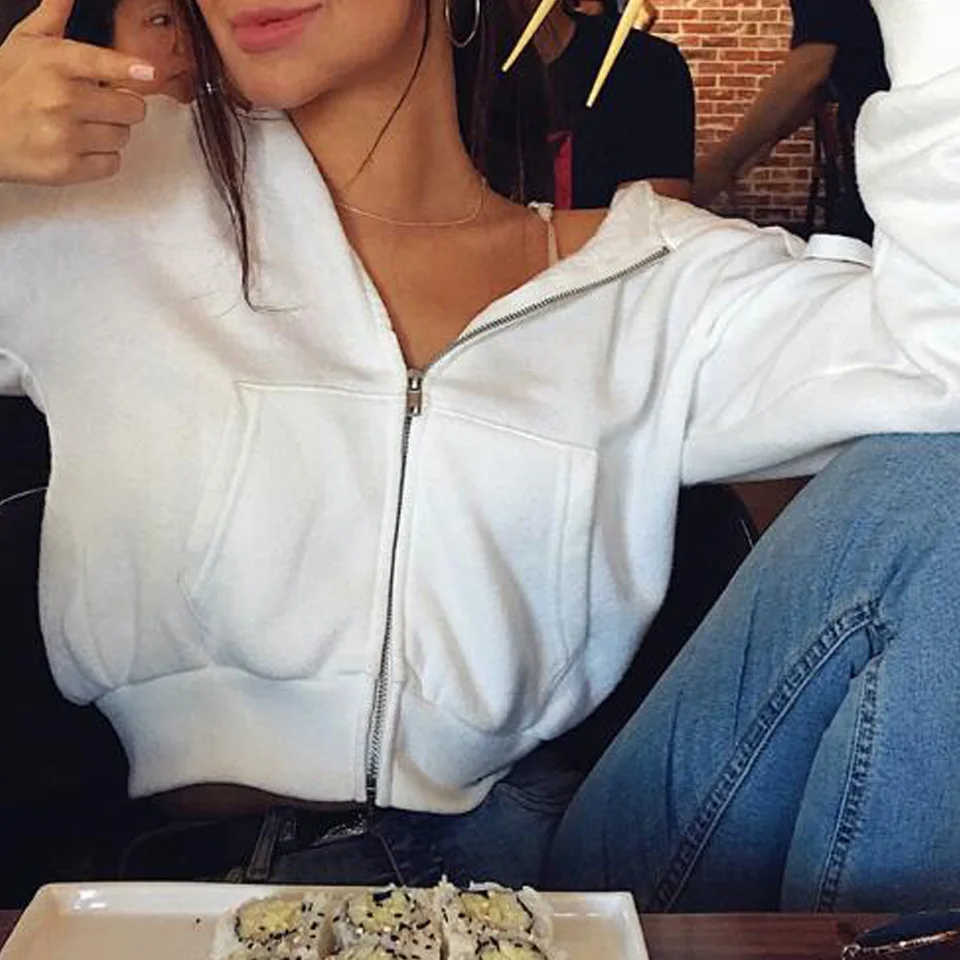 oversized cropped zip up hoodie