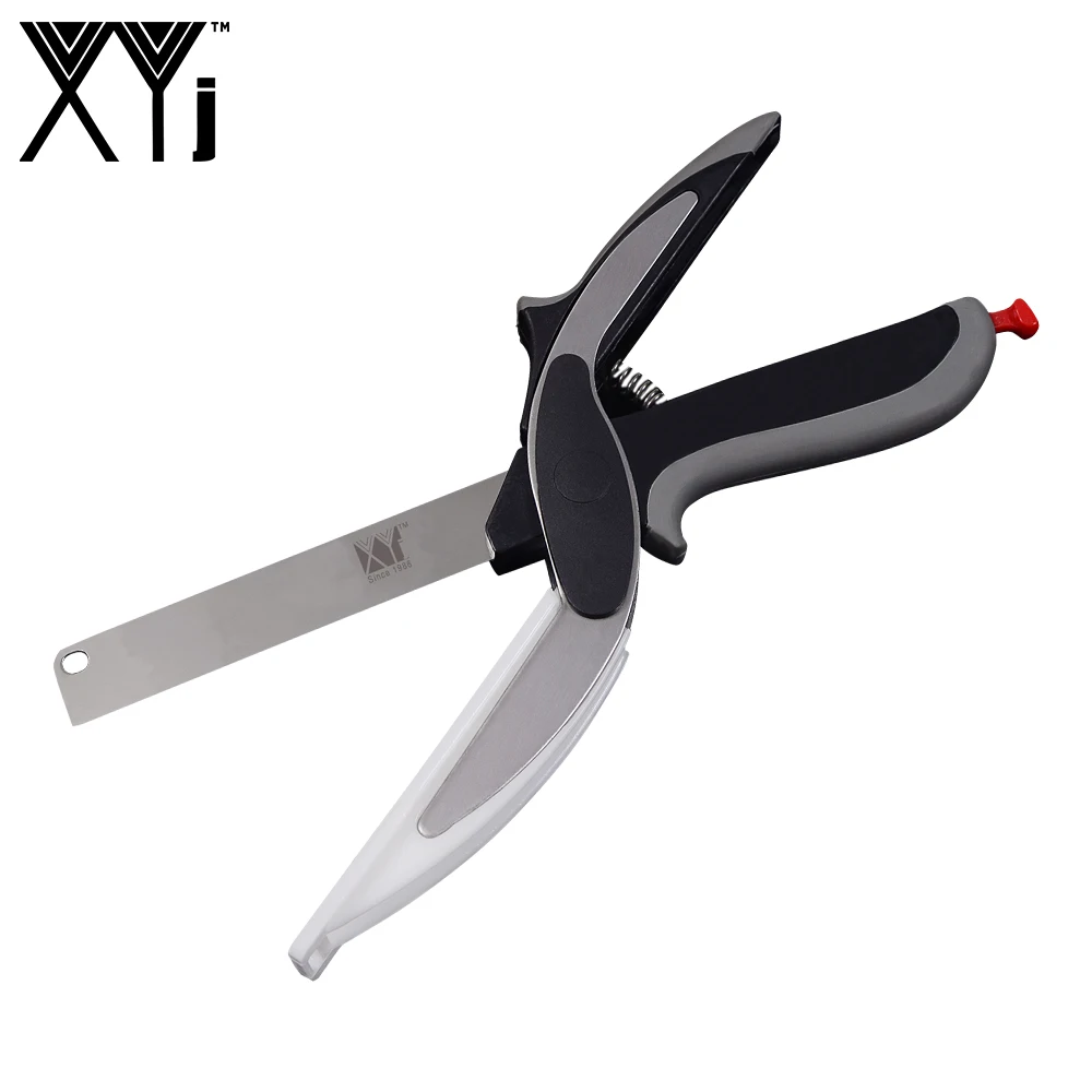 

XYj Stainless Steel Clever Scissor 2 in 1 Cutting Board Kitchen Chopper Clever Fruit Vegetable Kitchen Scissor Cooking Tools