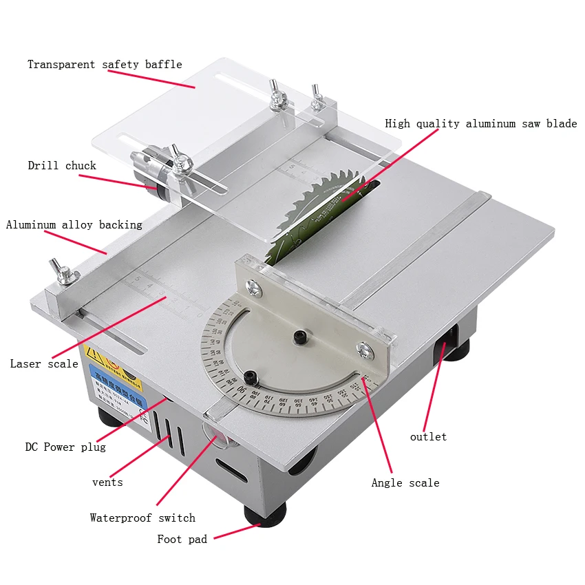 Настольная мини-пила ручной работы, деревообрабатывающая DIY Модель, электрический инструмент для полировки, режущий инструмент из алюминиевого сплава, дисковая пила 7000 об/мин DC24V