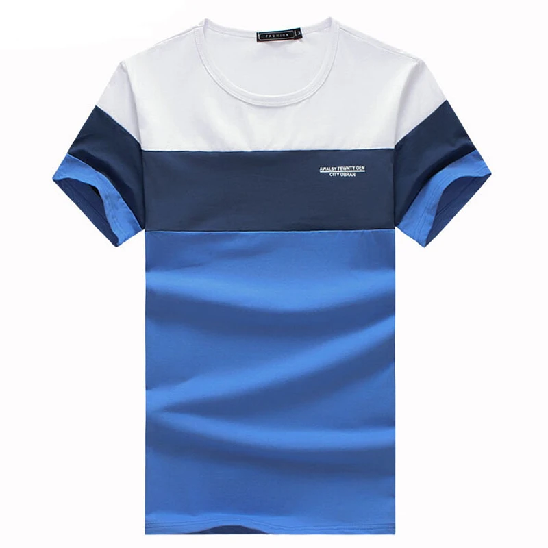 New Summer Men's T Shirt 2019 Fashion Striped T Shirt Mens Clothing Trend Slim Fit Short Sleeve Casual Mens Top Tees Shirt 5XL