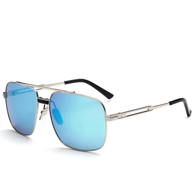 Gold Square Flat Top Lens Mens Sunglasses Luxury Brand Vintage Large