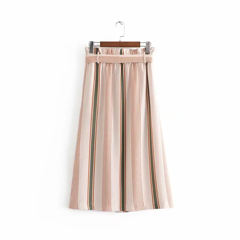 Fashion Summer Striped Skirts Women Mid-Calf Casual A-Line Long High Waist Ladies Skirt Female Pleated Beach Skirts with Tape Fashion Summer Striped Skirts Women Mid-Calf Casual A-Line Long High Waist Ladies Skirt Female Pleated Beach Skirts with Tape
