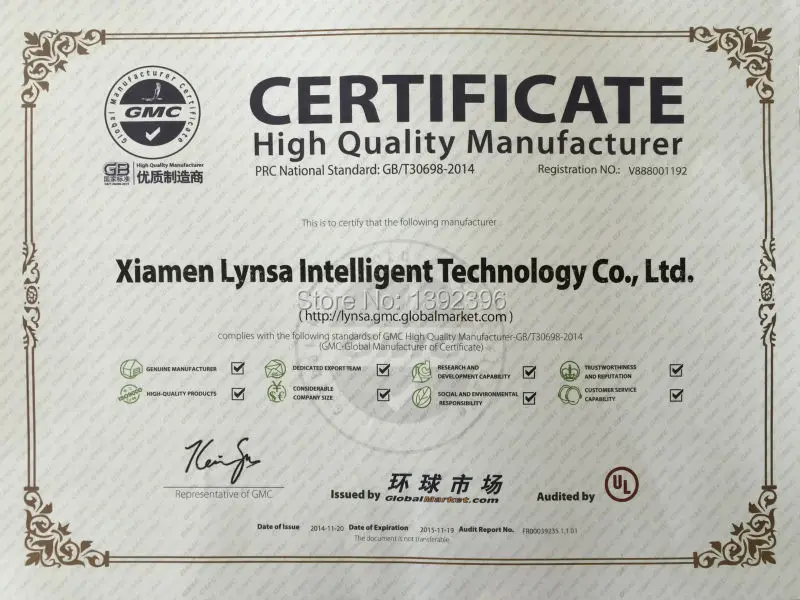 GMC certificate - high quality manufacturer-ok