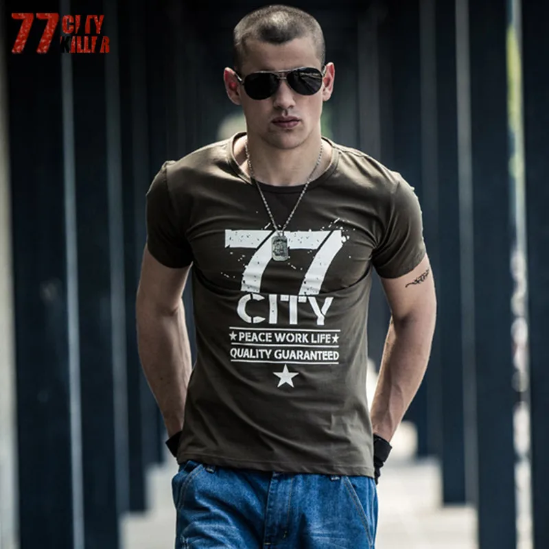 77City Killer Летняя мужская Военная армейская футболка 2020 Звездная свободная