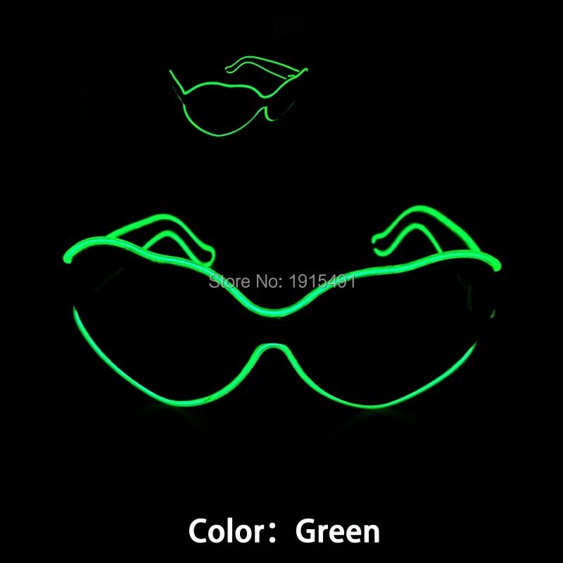 Хэллоуин для рождественской вечеринки любовь-образный Зеленый Гибкая DC3V EL холодный свет Солнцезащитные очки для женщин Праздничное