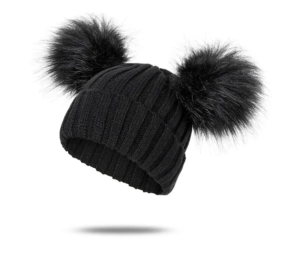 Новинка года; зимняя шапка; детские вязаные шапочки Skullies; мягкие хлопковые шапки с помпонами для мальчиков и девочек; милые теплые шапки для детей; сезон осень-зима