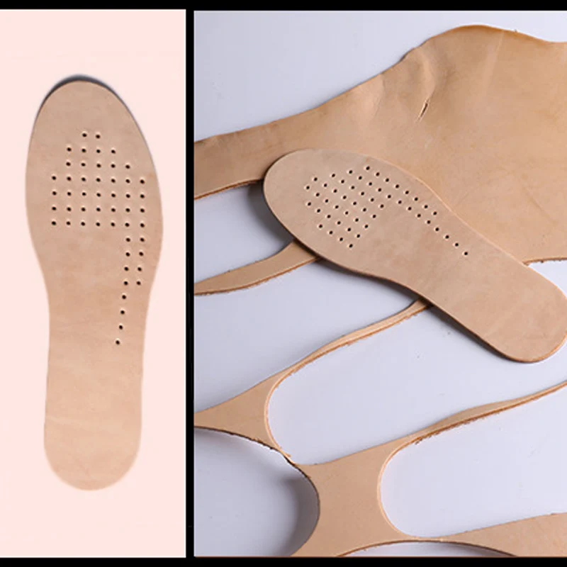 1 Pair Cowhide Antibacterial Active Made Carbon Leather Non-slip Breathable Sweat-absorbing Thin Anti-odor Real Leather Insole