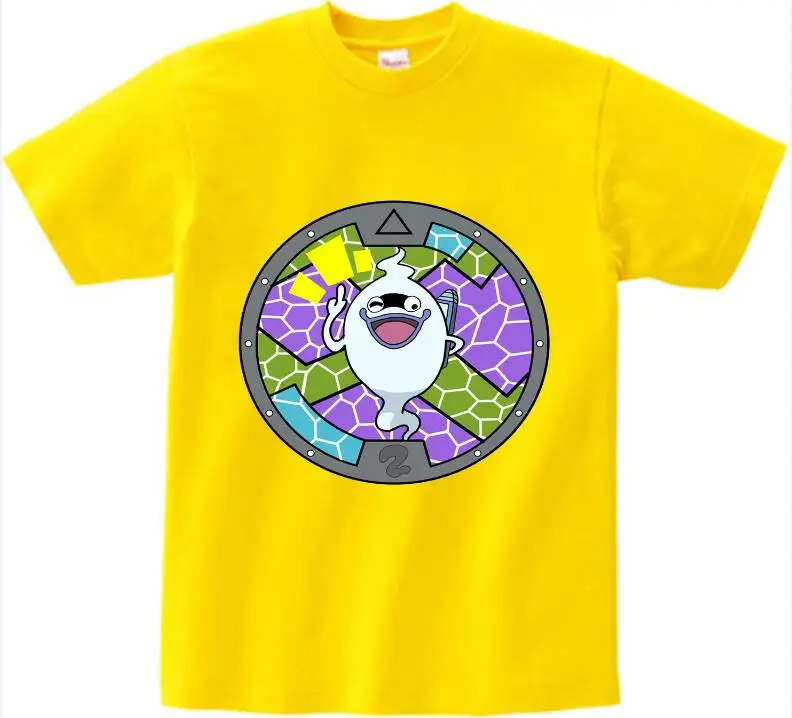 yellow childreTshirt Yo-kai Watch/футболка Летняя футболка для мальчиков детская футболка с принтом Футболка с аниме детская брендовая одежда разноцветная футболка с круглым вырезом для девочек, NN - Цвет: yellow childreTshirt