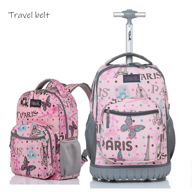 

Pink cute High quality oxford Travel Bags Spinner Multifunctional shoulder Suitcase Wheels 18 inch Carry On Rolling luggage