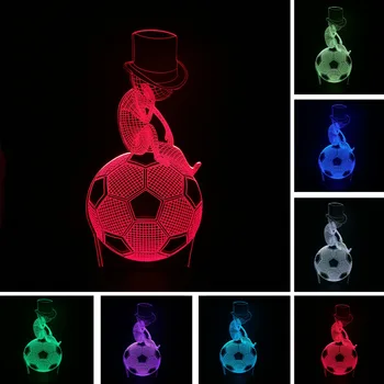 

New Xmas Meditation Thinking Football 3D Optical Illusion Soccer LED Art Night Lights Desk Lamp Lighting Baby Room Novelty Gifts