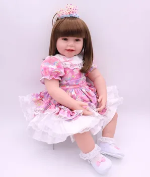 

DOLLHOUSE 60cm soft cloth body lifelike toddler girl with lovely princess skirt best kids playmate silicone reborn baby doll
