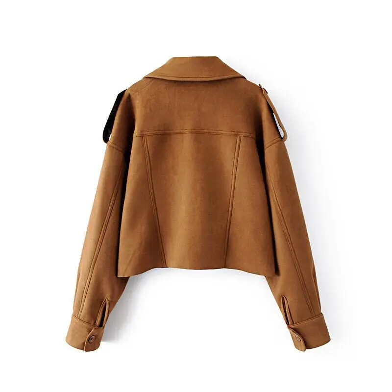 2017 модная женская байкерская куртка в стиле ретро бойфренда коричневого цвета из