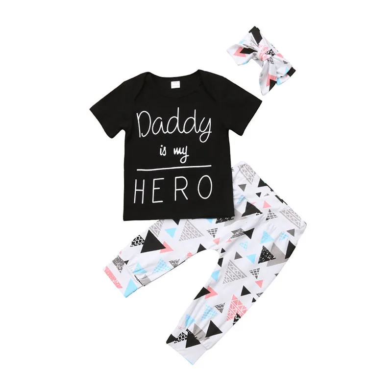 Daddy is hero/лето г.; Модный комплект одежды для маленьких мальчиков; одежда для малышей; черный костюм с короткими рукавами и надписью