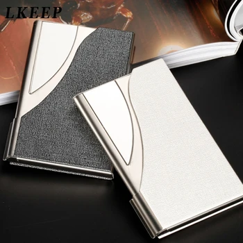

Portable Business Card Holder Men Metal Bank Card Cases Cardboard Box Simple Multifunction PU Leather Card ID Holders Women