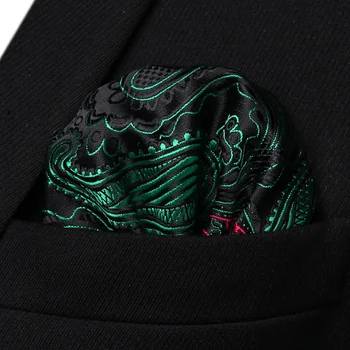 

HP932G Green Red Paisley Men Silk Party Handkerchief Pocket Square Hanky