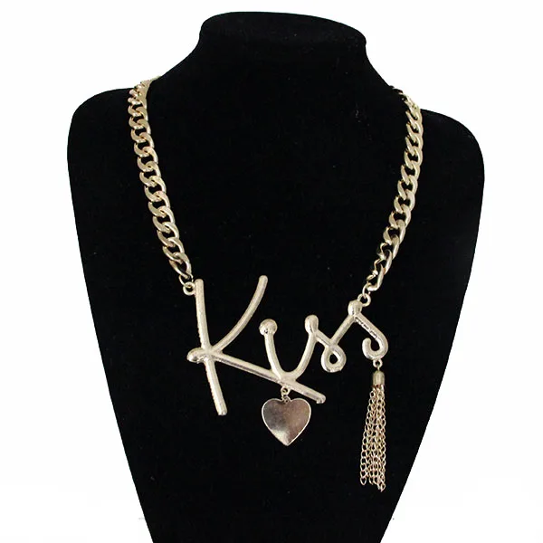 Массивное Золотистое Ожерелье чокер из сплава с кисточкой и надписью LOVE YOU|necklace