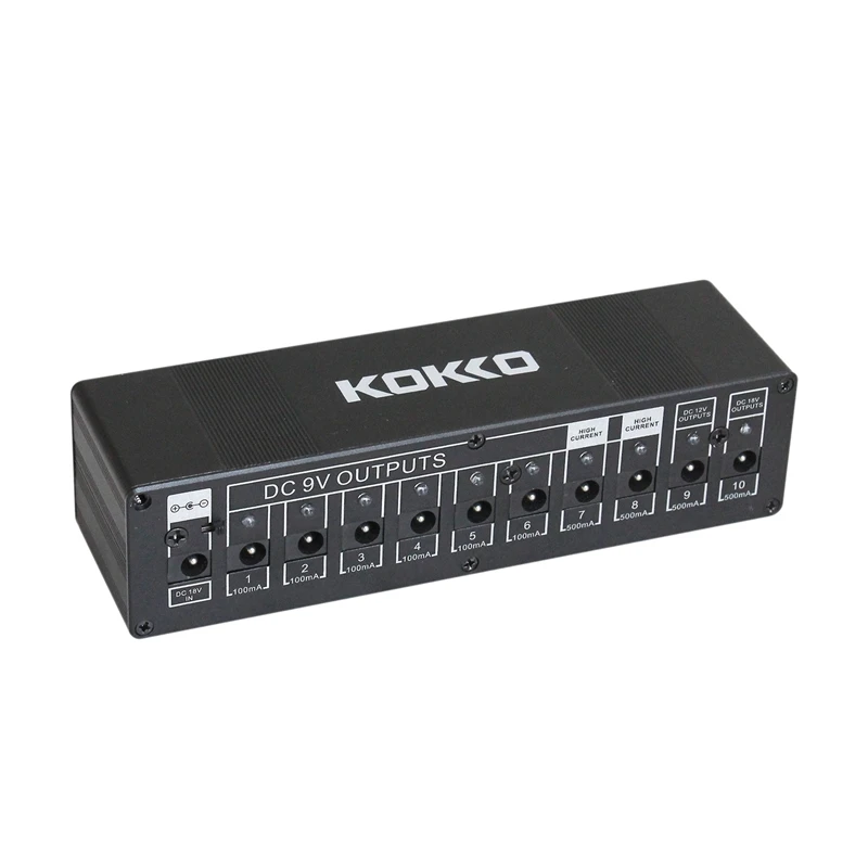

KOKKO Guitar Pedal Power Supply Compact 10ways Out 7ways 9V100ma DC 9V/12V/18V Safety Voltage Protection