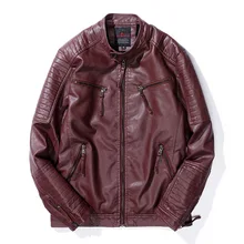 Мужская кожаная куртка плюс размер XXXL Зима Осень молния PU мотоцикл стимпанк английское пальто Cuir стоячий воротник мужское однотонное пальто