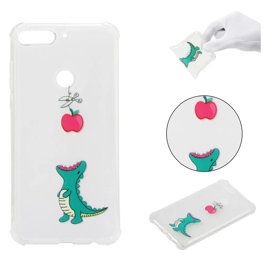 

10pcs/lot Printed Patterns Clear Soft TPU Case For Huawei Honor 7C Enjoy 8 Nova 2 Lite Y7 Prime 2018 Anti-shockproof Cover