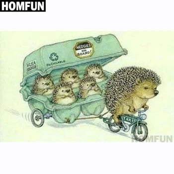 

HOMFUN Full Square/Round Drill 5D DIY Diamond Painting "Hedgehog family" Embroidery Cross Stitch 5D Home Decor Gift A01186