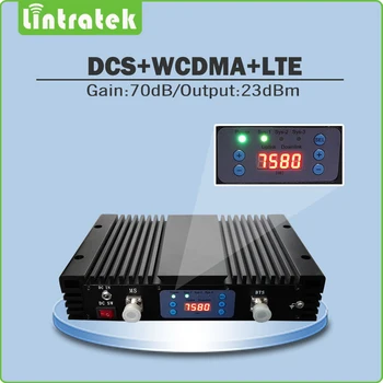 

Tri Band Booster High Gain 70dB Mobile Signal Booster DCS1800+ UMTS 2100+LTE2600 Signal Repeater with lcd display and AGC/MGC