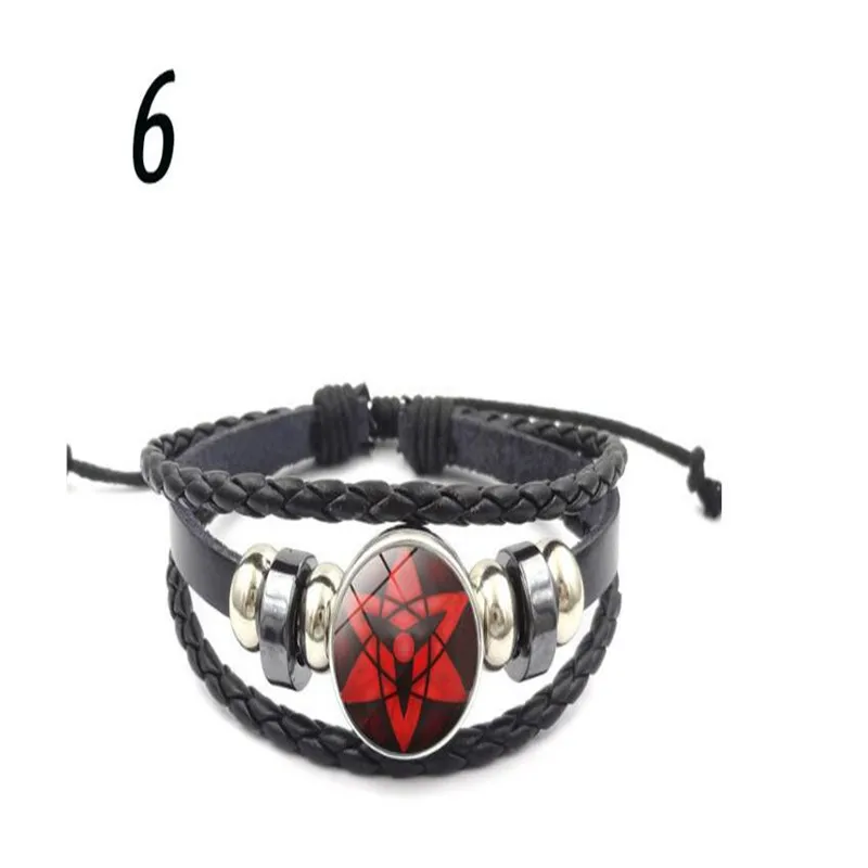 Uchiha Clan Rinnegan Sharingan Eye Bracelet Anime Naruto Braided Leather Bracelet Cosplay Jewelry A912