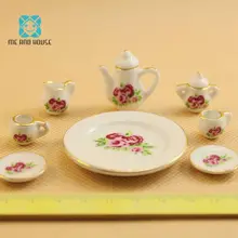 Милый кукольный дом Миниатюрный цветок Роза мини фарфоровый чайный набор из Китая miniaturas de porcelana meubles et accessoires 1/12