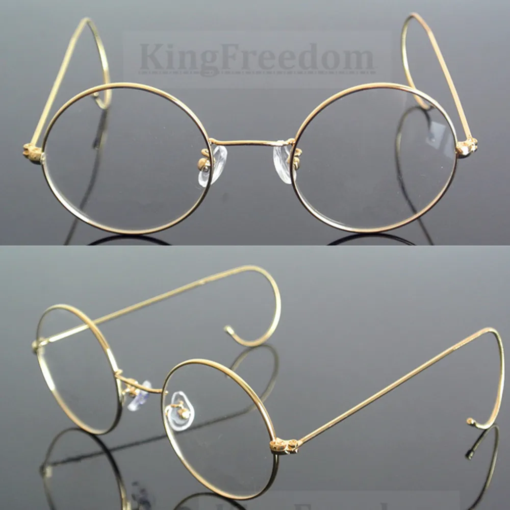 

46mm Vintage Round Antique Wire Rim Metal Reading Glasses Full Rim +75 +100 +125 +175 +200 +225 +250 +275 +375 +400 +425 +600