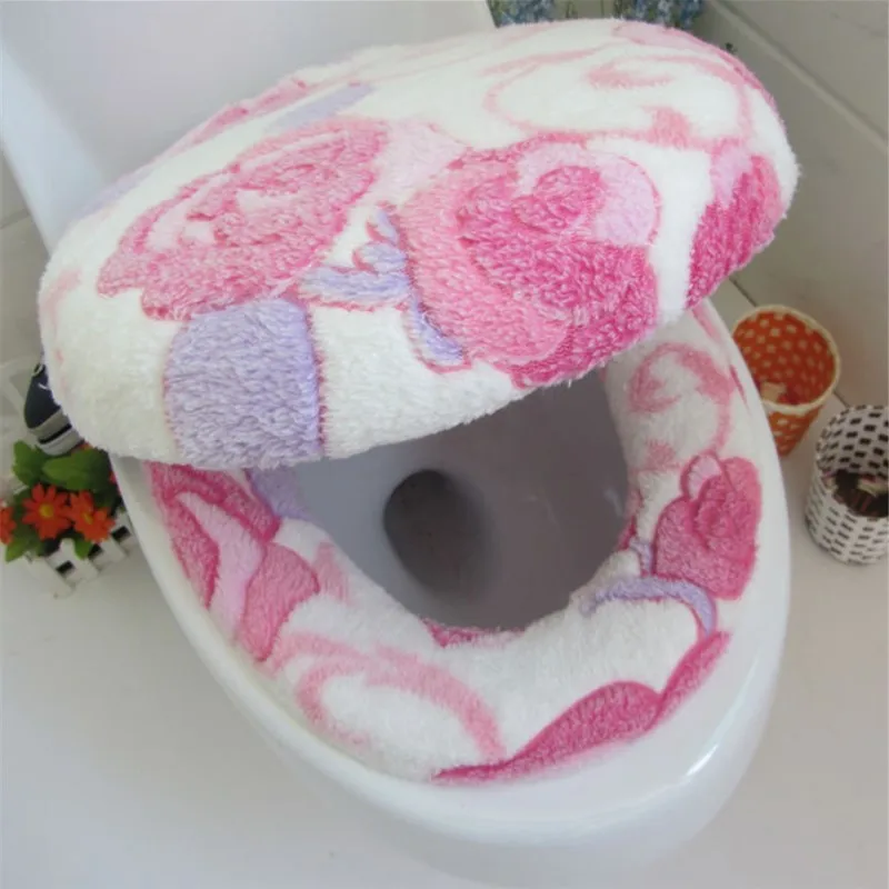 

Super Soft Warm Clean Polyester Two-pieces Toilet Pad Seat Cover Washable Twin Sets