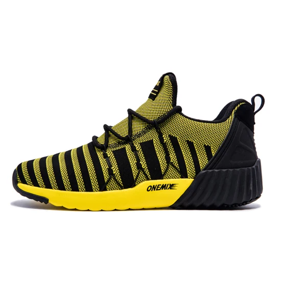 ONEMIX/Новинка года; спортивная обувь для мужчин; теплые зимние спортивные кроссовки; утолщенная обувь для тренировок; Мужская обувь для бега - Цвет: Black Yellow