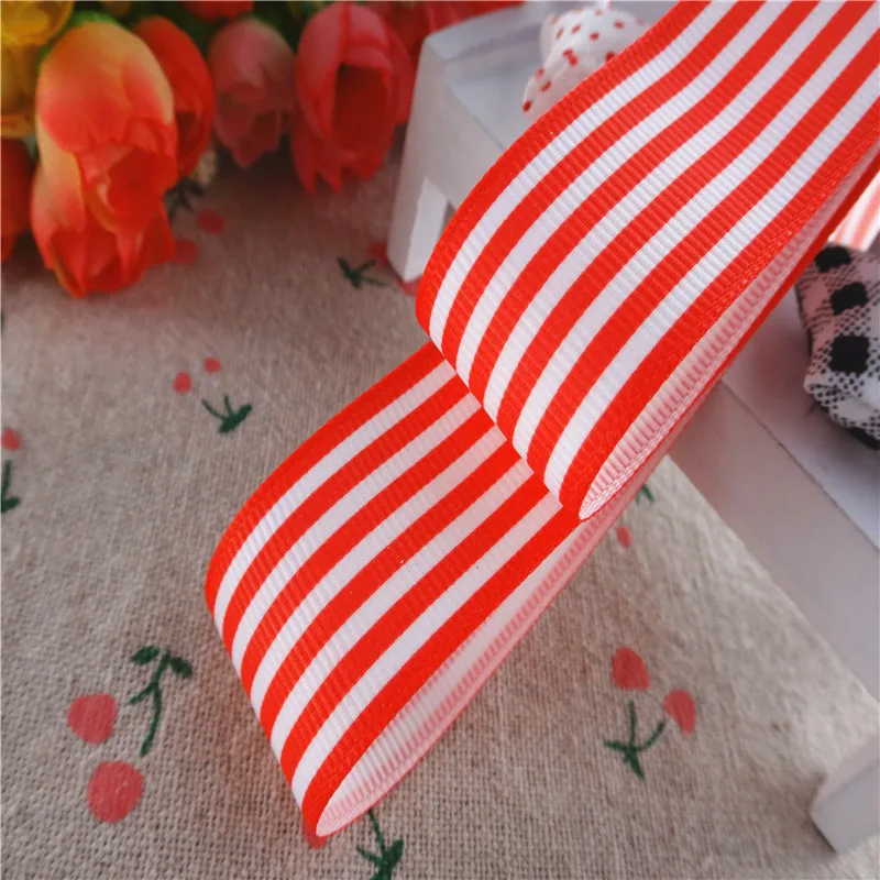 10 yards 1'' 25mm stripe printed grosgrain ribbons cartoon ribbon handmade hair bows