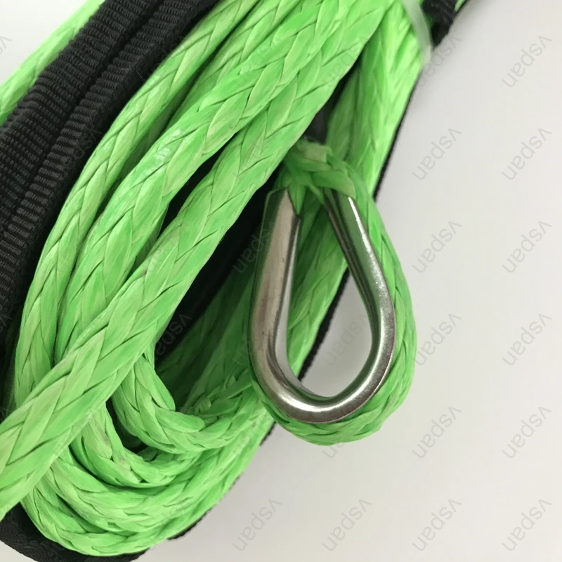 الجملة 15 متر * 6 ملليمتر 7000lbs الخضراء الاصطناعية ونش حبل خط كابل مع هوك سحب ل 4x4 atv utv 4wd الطرق الوعرة الملحقات