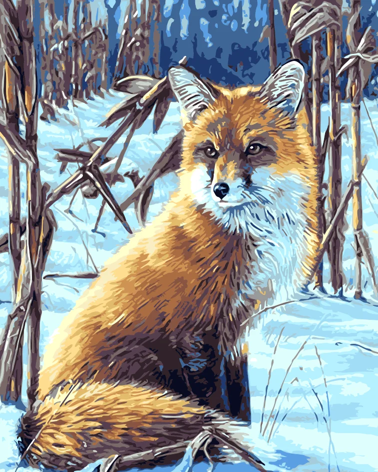 acrylic Coloring diy oil painting By Numbers animal hand painted Snow
