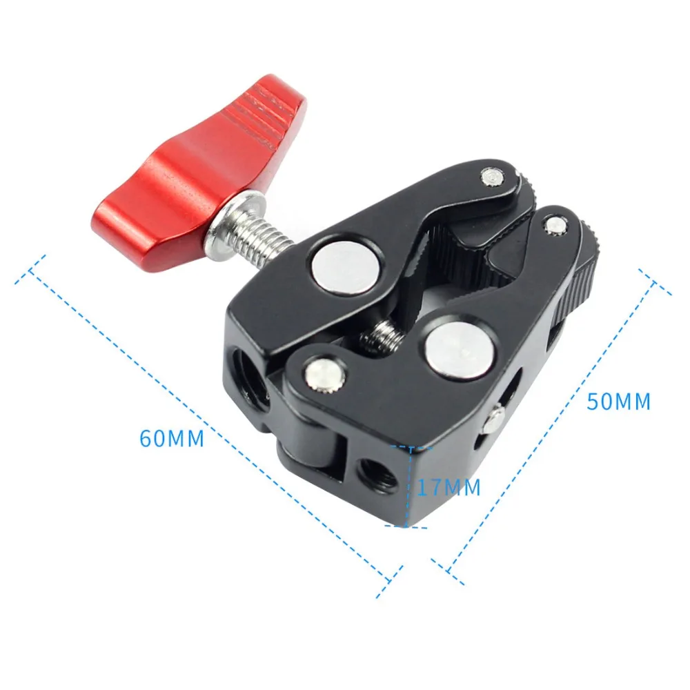 Aluminum DSLR Camera Magic Arm Dual 1/4'' Ball Head Mount Handlebar Super Clamp for Hotshoe Monitor Tripod Rig for Canon Nikon