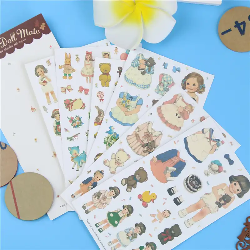 6 Pcs Pack Free Shipping Cute Stickers Paper Girl Combination