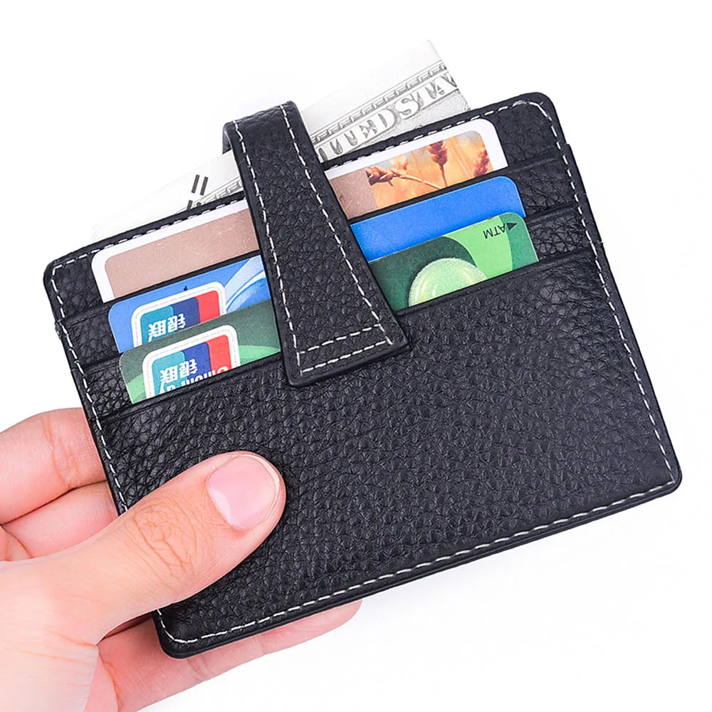 Unisex Card Holder Men's Women's Leather Small ID Credit Card Wallet