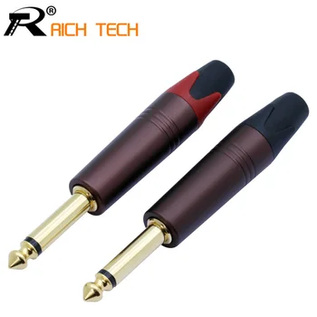 

Gold Jack 6.35mm mono sophomore core 6.35 amplifier microphone plug 6.35mm jack plug 6.5mm connector mono audio plug jack 10pcs
