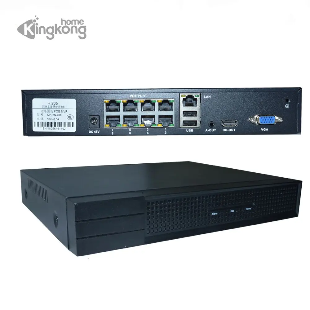 

Kingkonghome 4CH/8CH 5MP 4MP 1080P 48V 802.3af POE NVR CCTV System Kit ONVIF Network Video Recorder for POE IP Camera