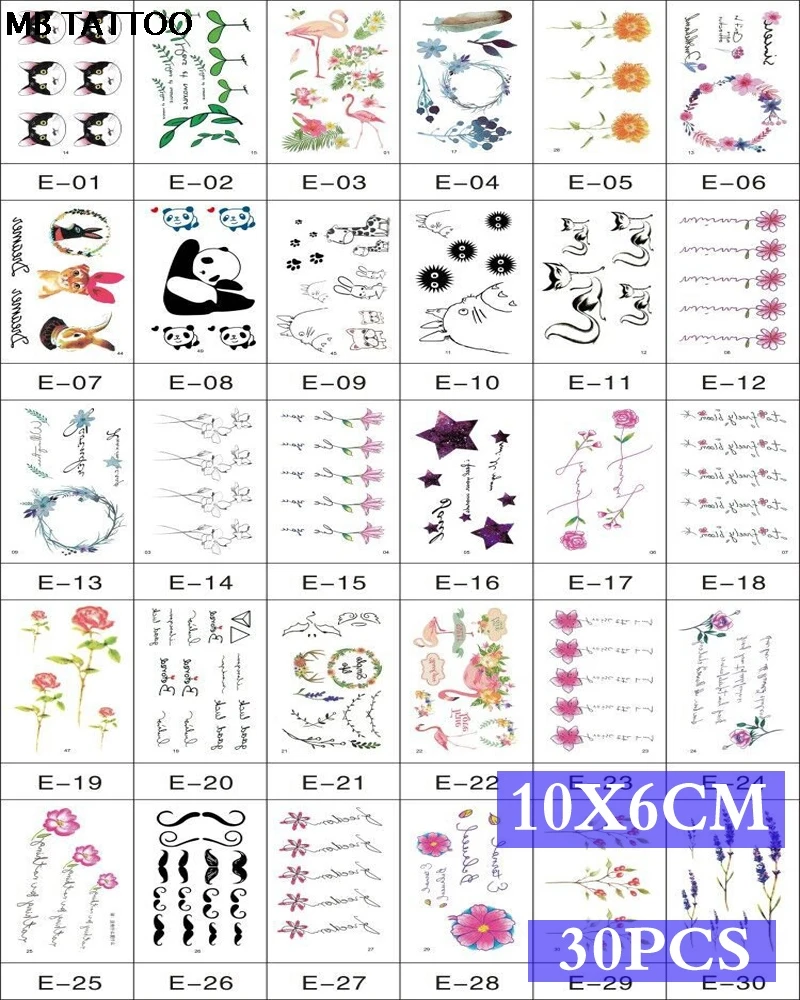 

MB 30pcs Fake Temporary waterproof Tattoo Water Transfer cute cartoon tatoo Stickers Beauty Body Art For Kids Child Live of Song