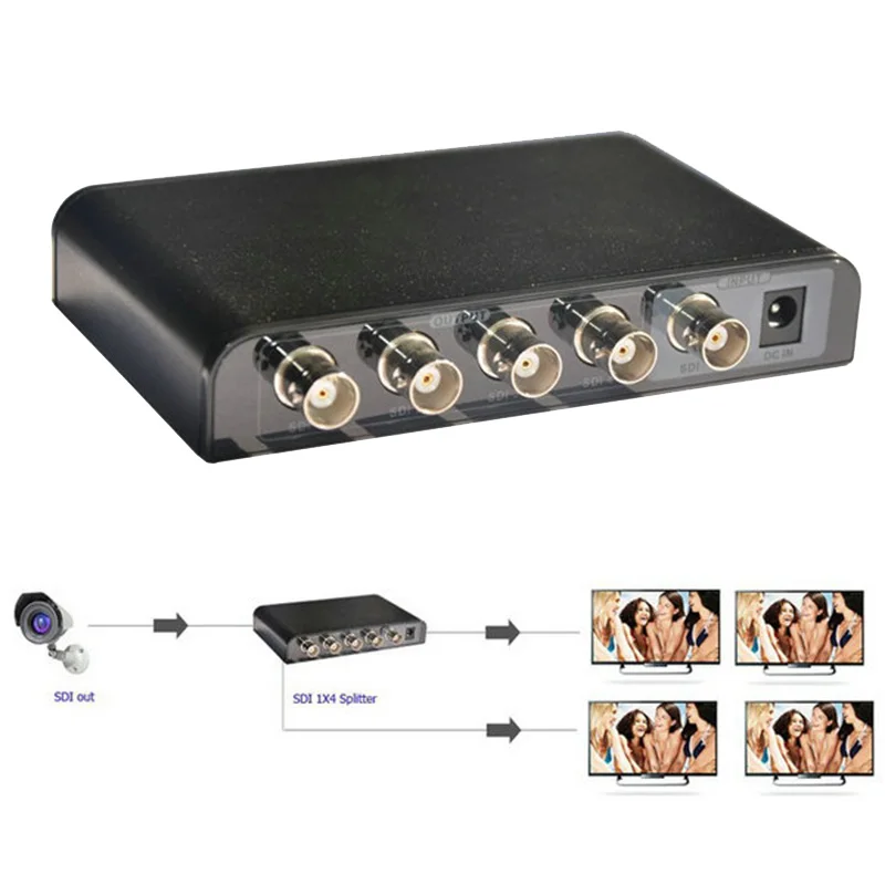 Vente Lenkeng LKV614 SDI Splitter Distributeur Puissance Adaptateur 1 Entrée À 4 Sorties SD SDI HD SDI 3G SDI 1X4 Adaptateur