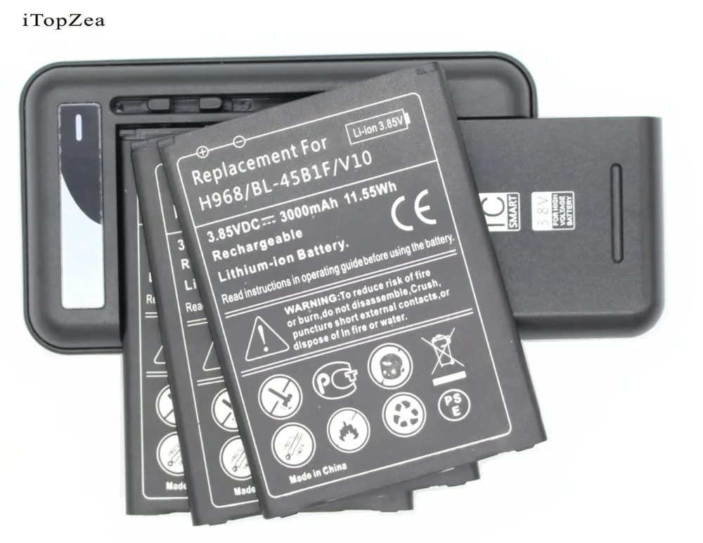 ITopZea 3x3000mAh BL-45B1F 교체 배터리 + 범용 USB 벽 충전기..